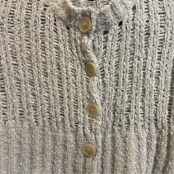 theOpen Product Loose-Knit Cardi, Ecru, Cropped Boho Festival Artsy Streetwear S - Picture 4 of 4